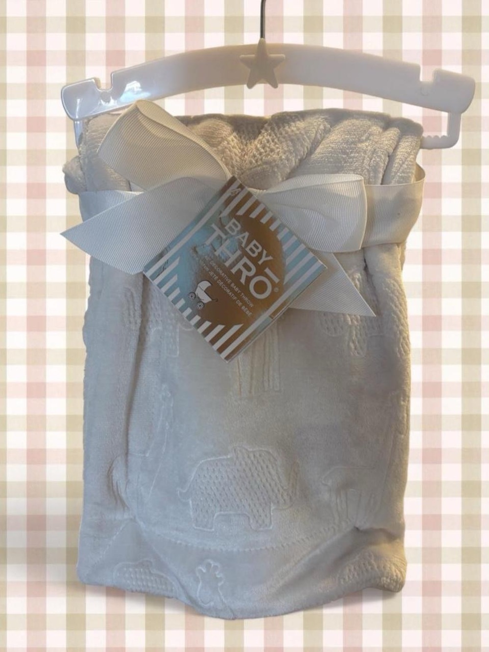 🤍 BNWT Decorative Baby Throw Plush Blanket – White Animal Print